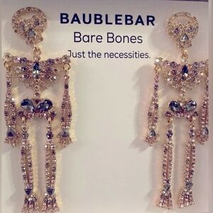 BAUBLEBAR Halloween Bare Bones Articulated Crystal-Studded Skeleton Earrings NWT